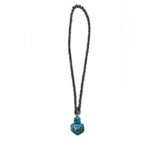 Juicy Couture Crystal studded Silver and Blue Heart Pendant Necklace